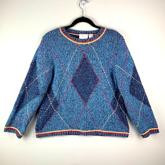 Liz Claiborne Argyle Knit Chunky Sweater - Picture 3 of 5